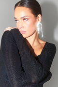 Square neck glitter top - Noir