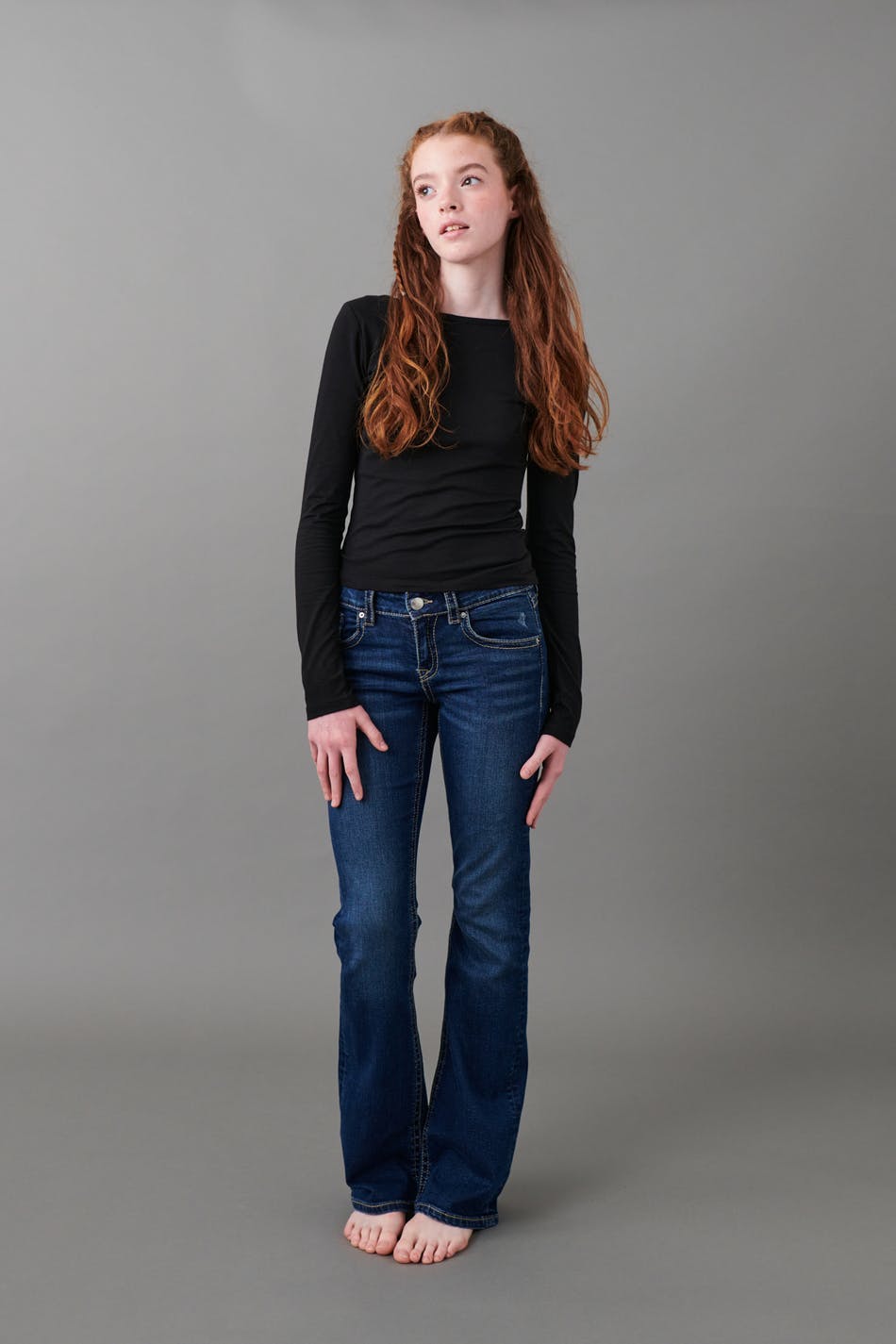 chunky low flare jeans - Mid blue