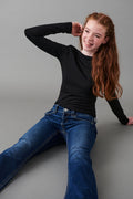 chunky low flare jeans - Mid blue