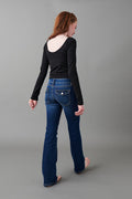 chunky low flare jeans - Mid blue
