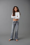 chunky low flare jeans - Gris