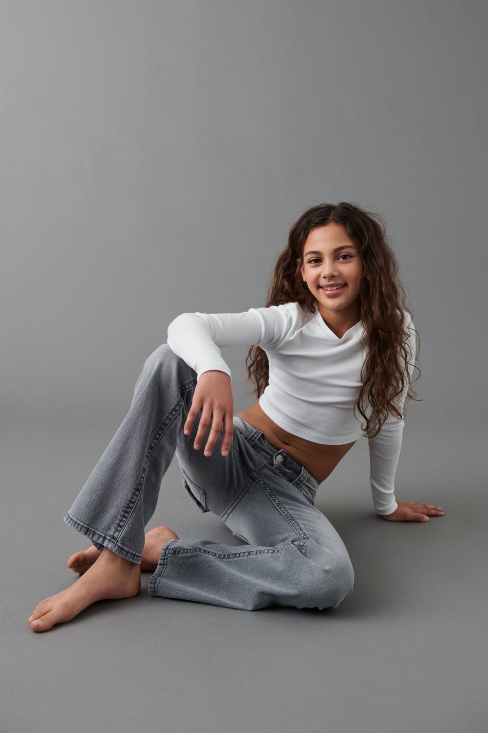 chunky low flare jeans - Gris