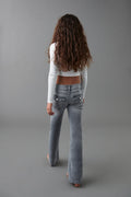 chunky low flare jeans - Gris