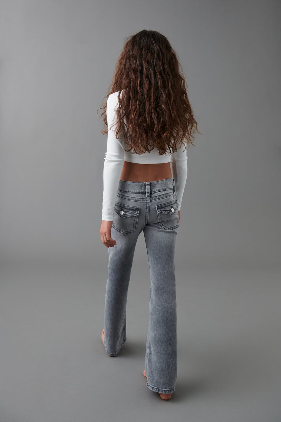 chunky low flare jeans - Gris