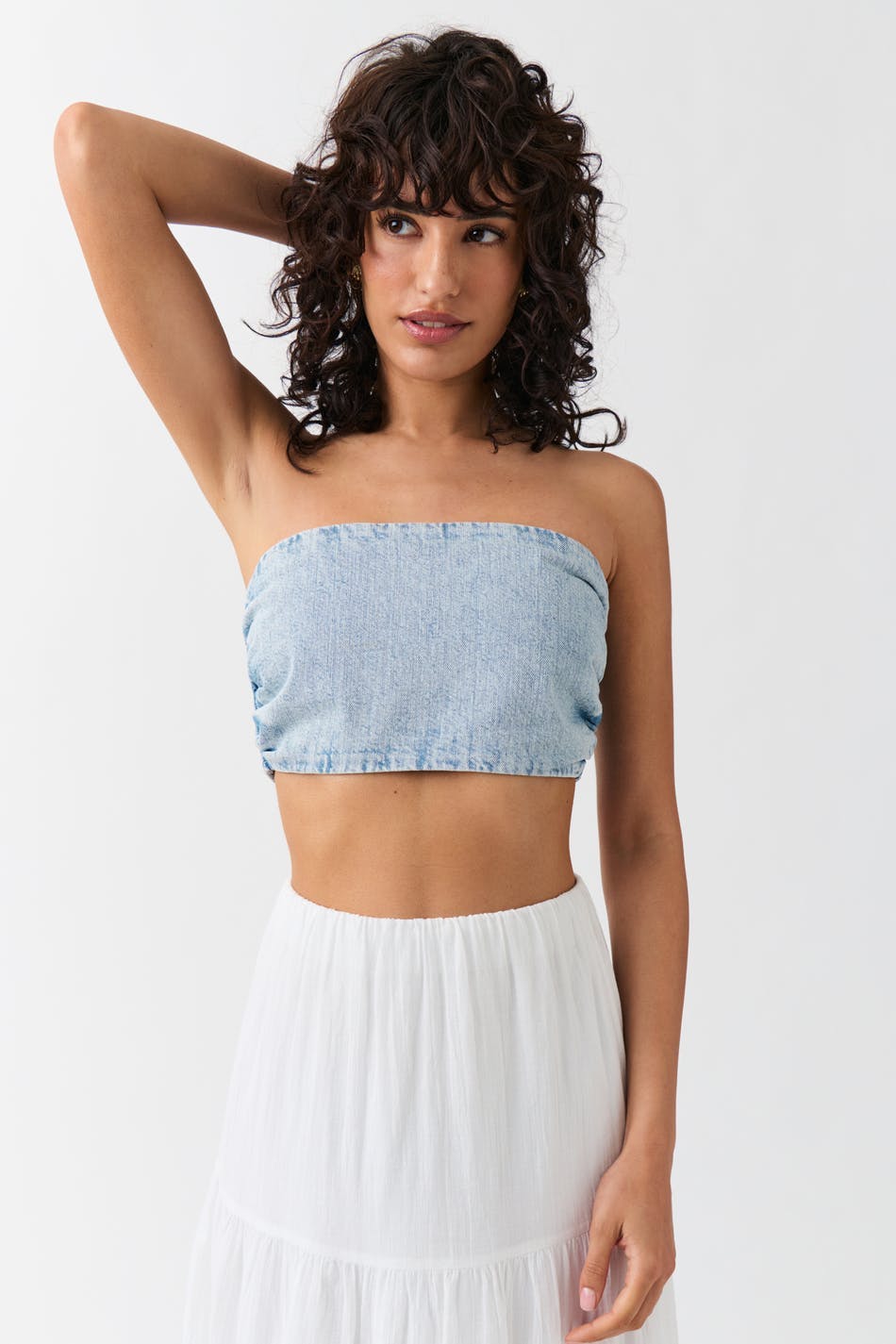 Smock denim tube top - Washed blue