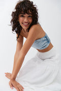 Smock denim tube top - Washed blue