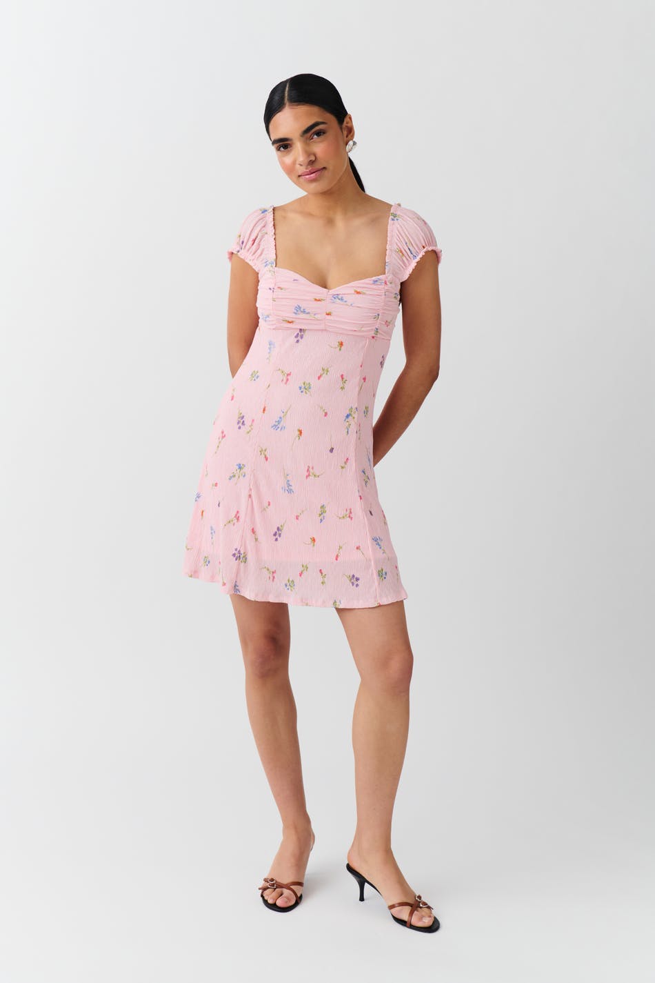 Crinkle mini dress - Cloud dancer