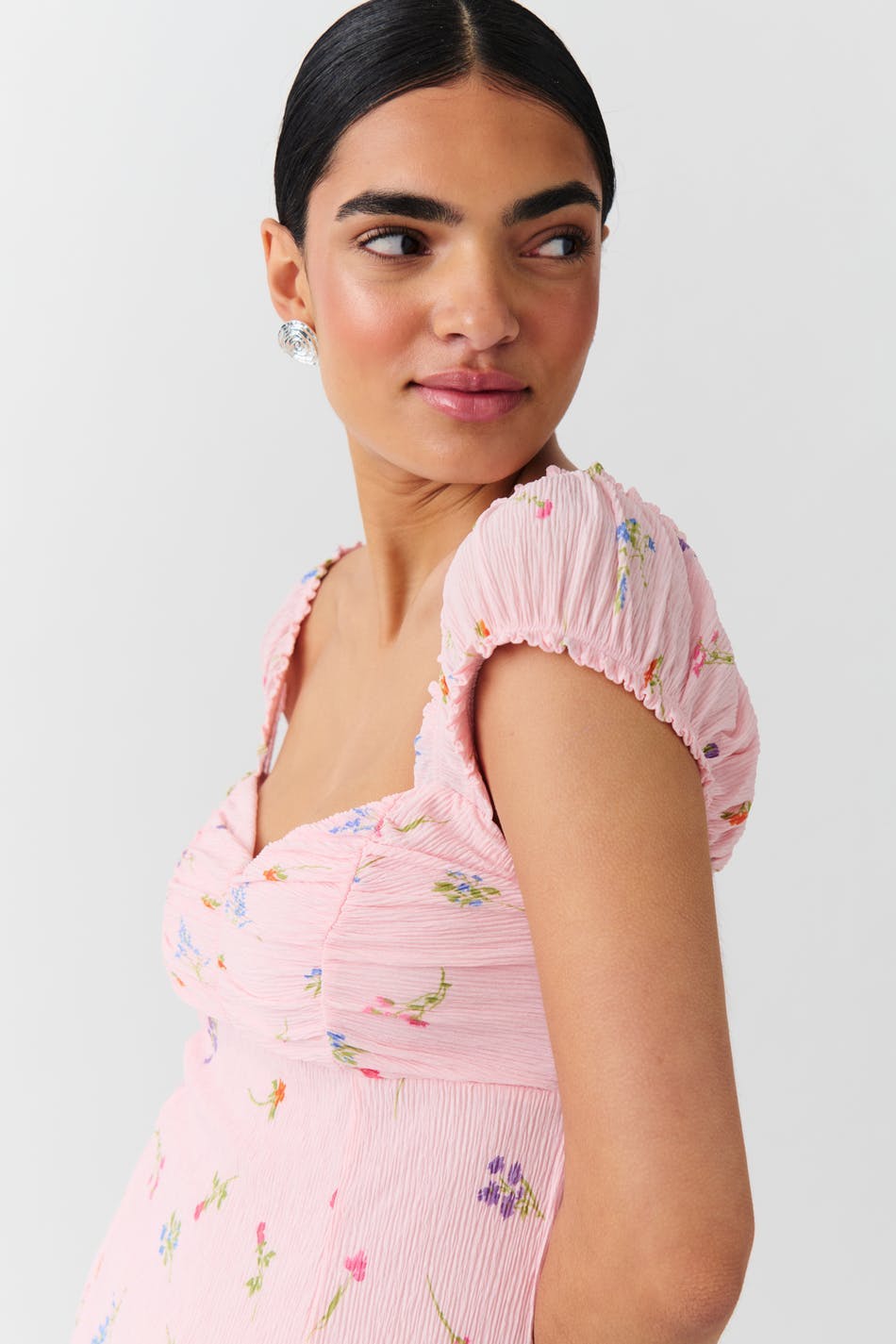 Crinkle mini dress - Cloud dancer