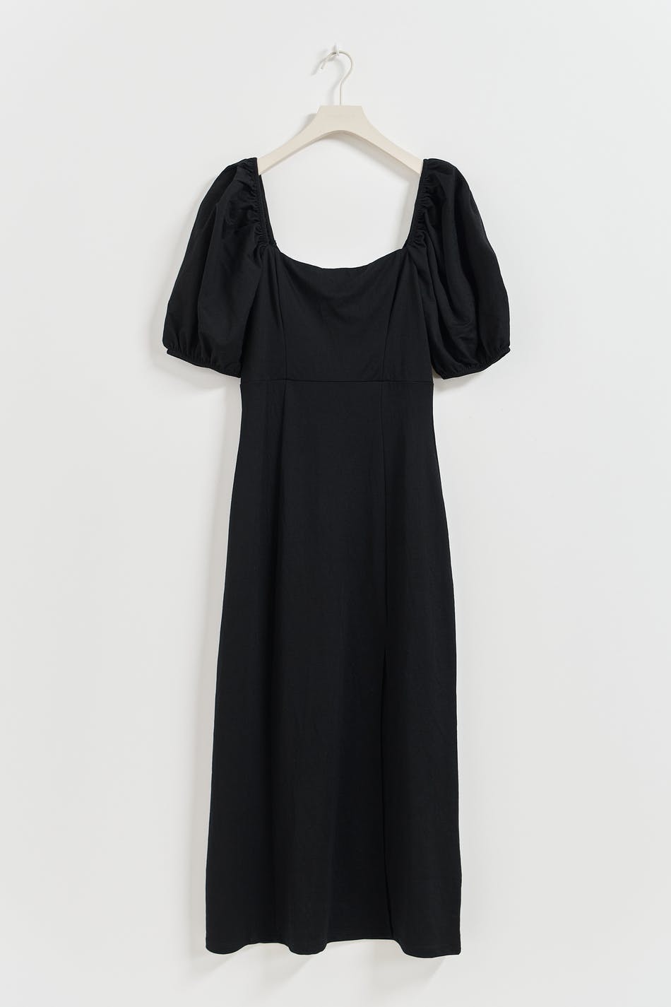 Puff sleeve midi dress - Cream dot aop