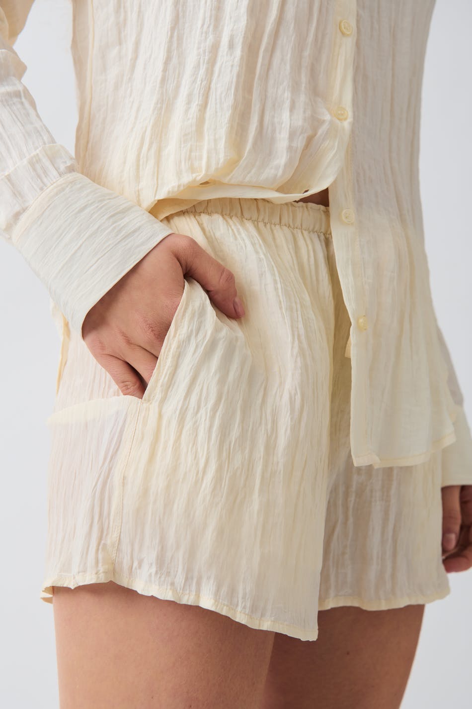Crinkle shorts - Crème