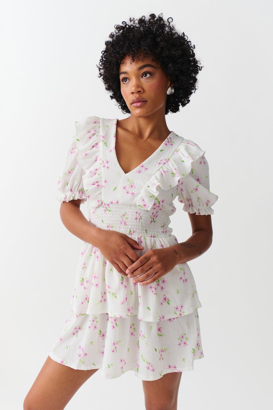 Smock frill dress - Tapioca mel
