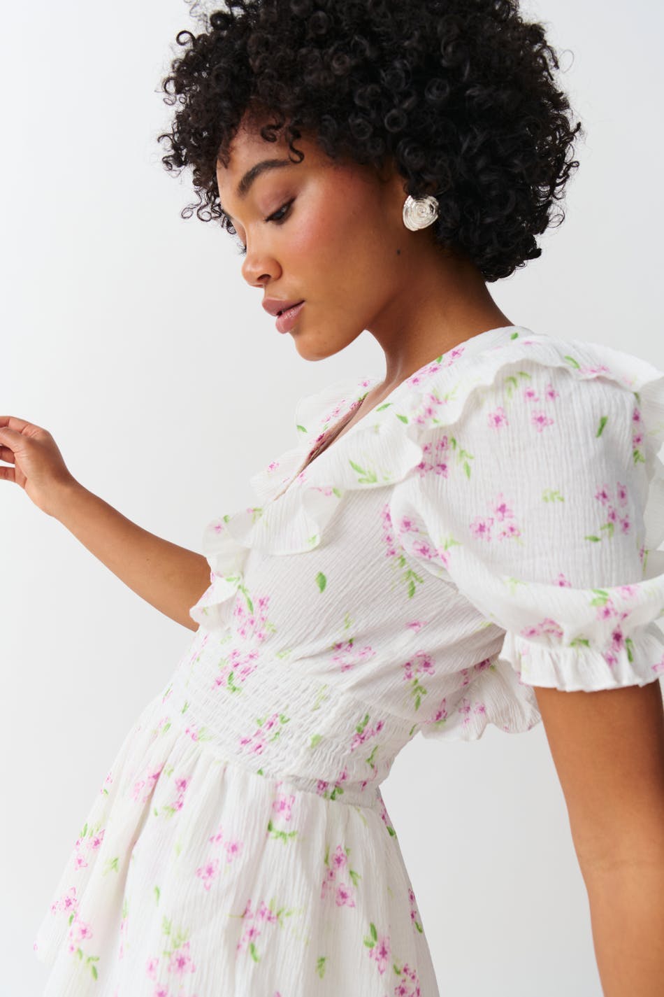 Smock frill dress - Tapioca mel