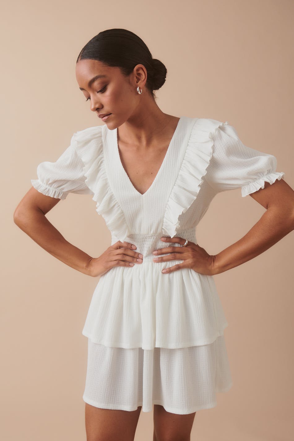 Smock frill dress - Tapioca mel