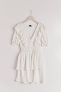 Smock frill dress - Blanc cassé