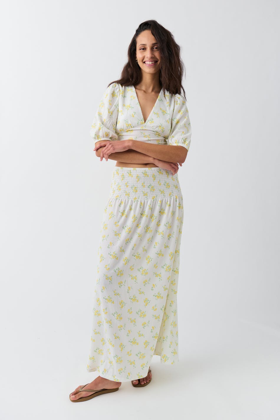 Smock maxi skirt - Yellow ditsy
