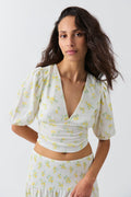 Puff sleeve top - Yellow ditsy