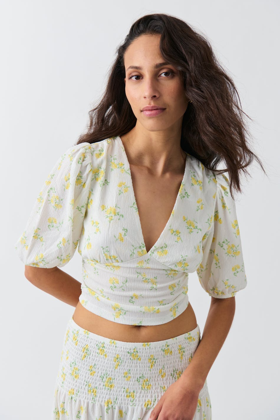 Puff sleeve top - Yellow ditsy