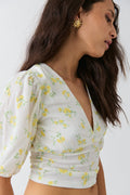 Puff sleeve top - Yellow ditsy