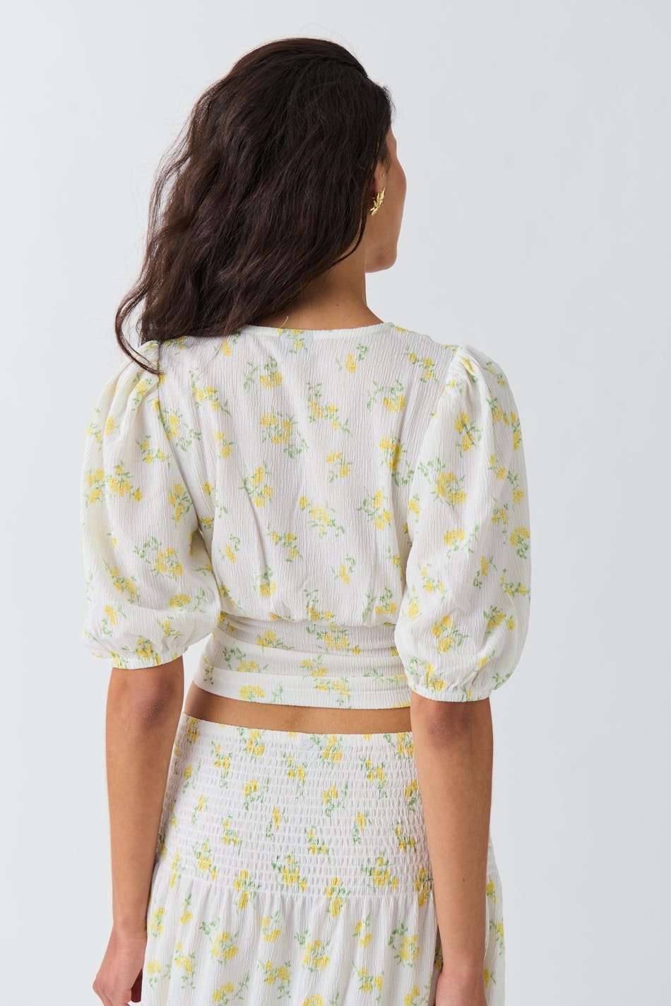 Puff sleeve top - Yellow ditsy