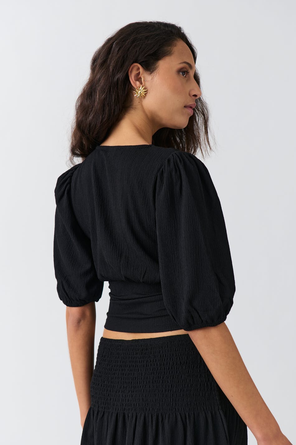 Puff sleeve top - Yellow ditsy