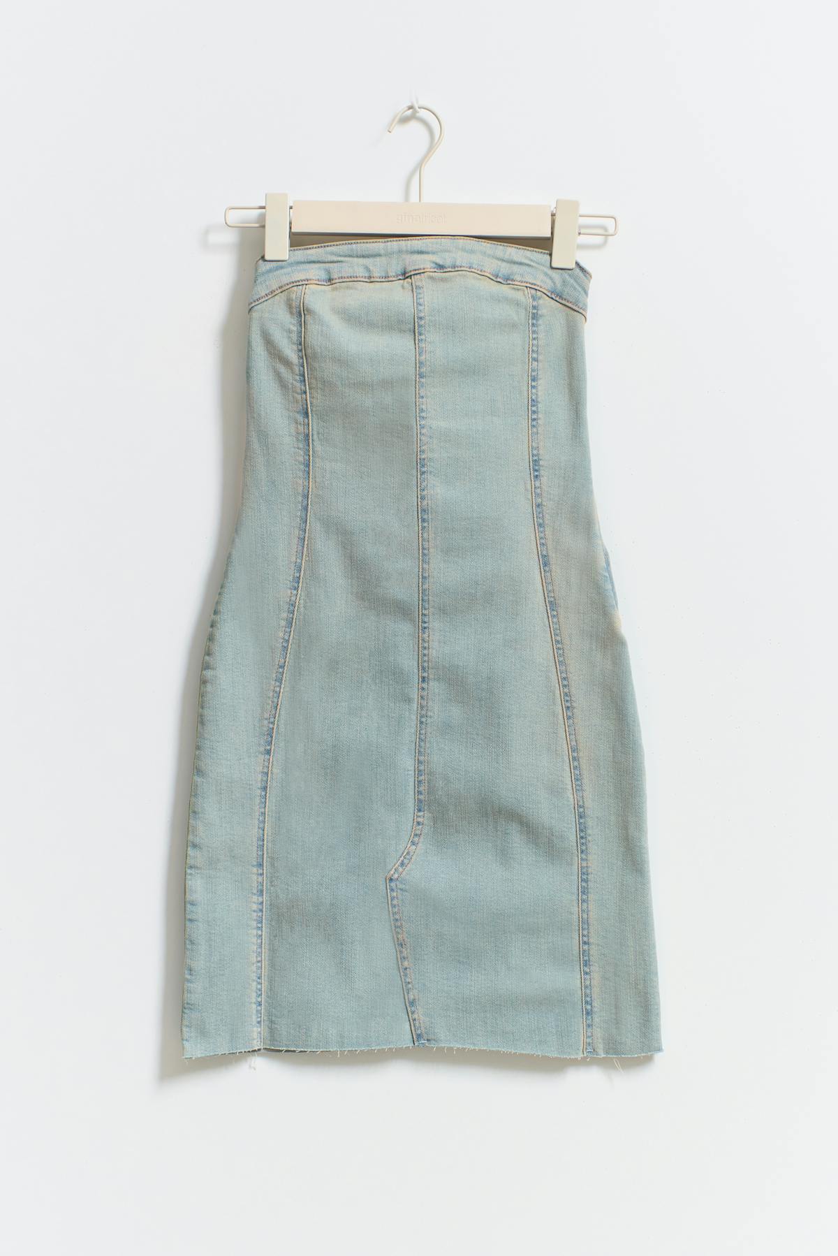 Tube denim dress - Sunfaded blue