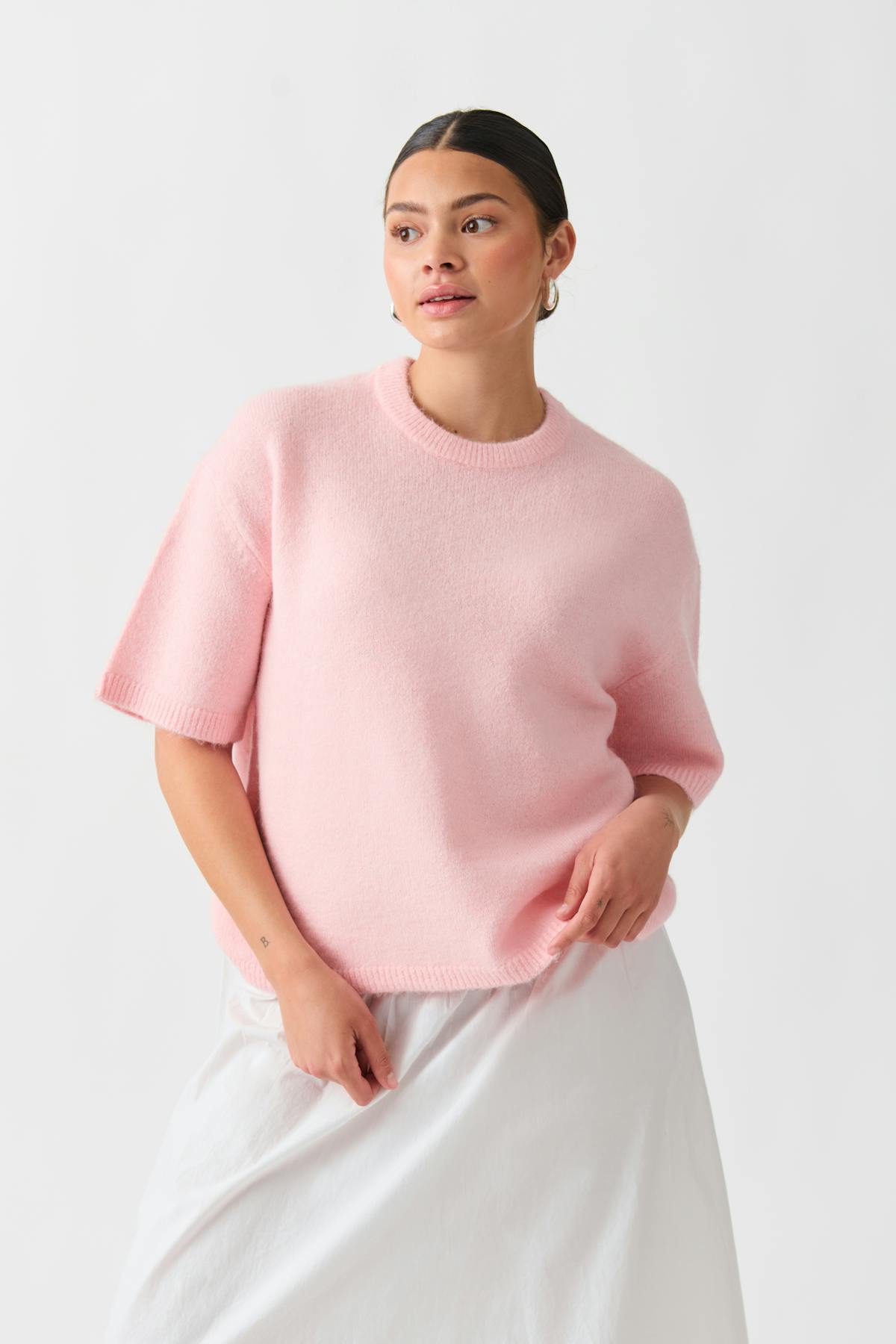 knitted top - Lt grey melange