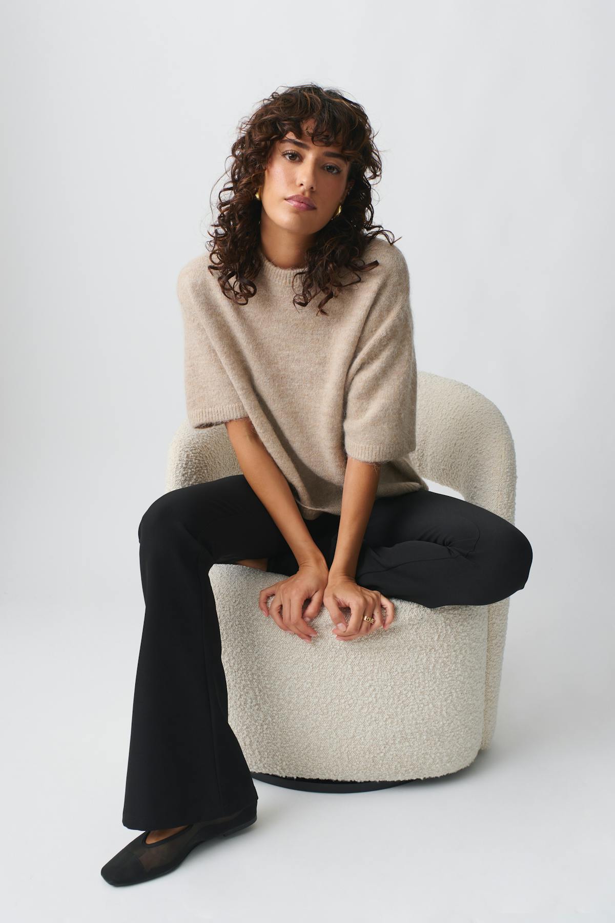 knitted top - Black/offwhite