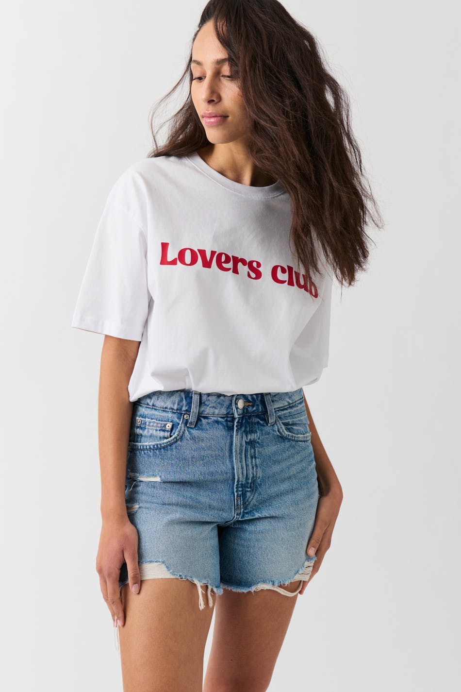 distressed high denim shorts - Mid blue