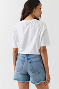 distressed high denim shorts - Mid blue