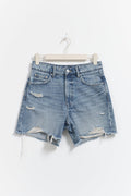 distressed high denim shorts - Mid blue