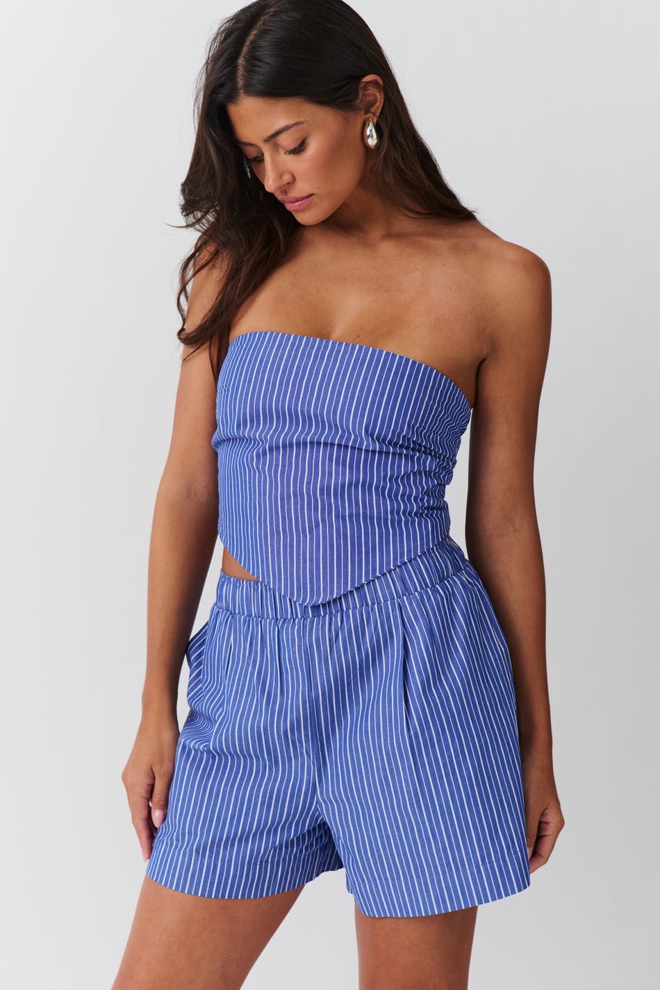 Poplin shorts - Blue stripe