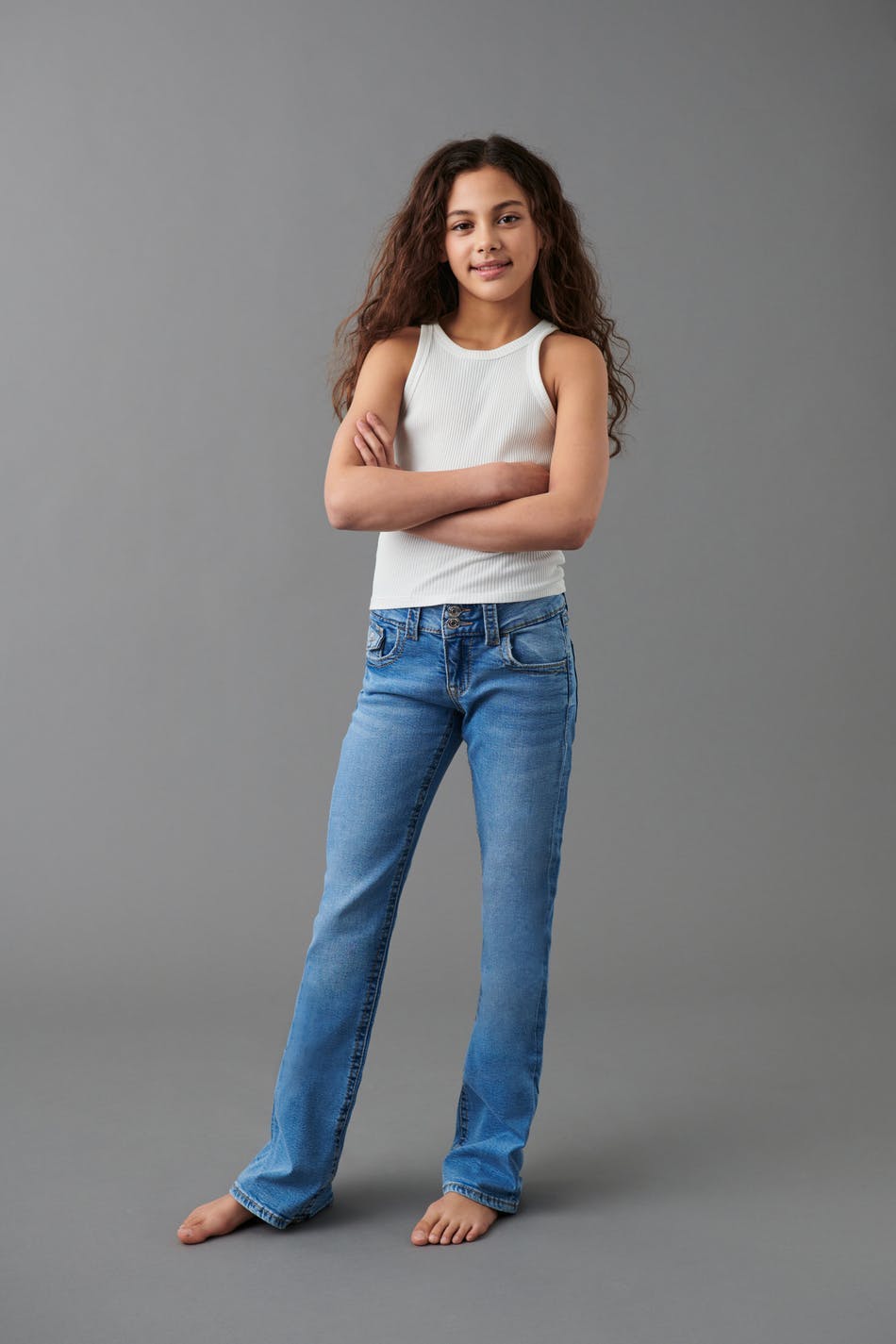 chunky basic flare jeans - Bleu