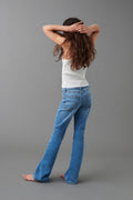chunky basic flare jeans - Bleu