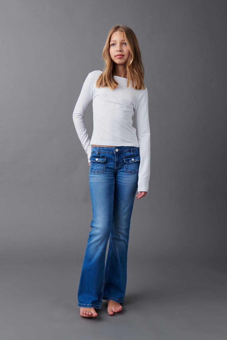 Front pocket bootcut jeans - Vintage blue