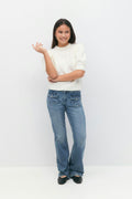 Front pocket bootcut jeans - Bleu foncé