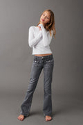 Front pocket bootcut jeans - Vintage blue