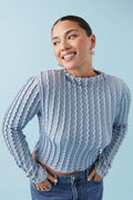 Structured long sleeve top - Zen blue
