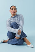 Structured long sleeve top - Zen blue
