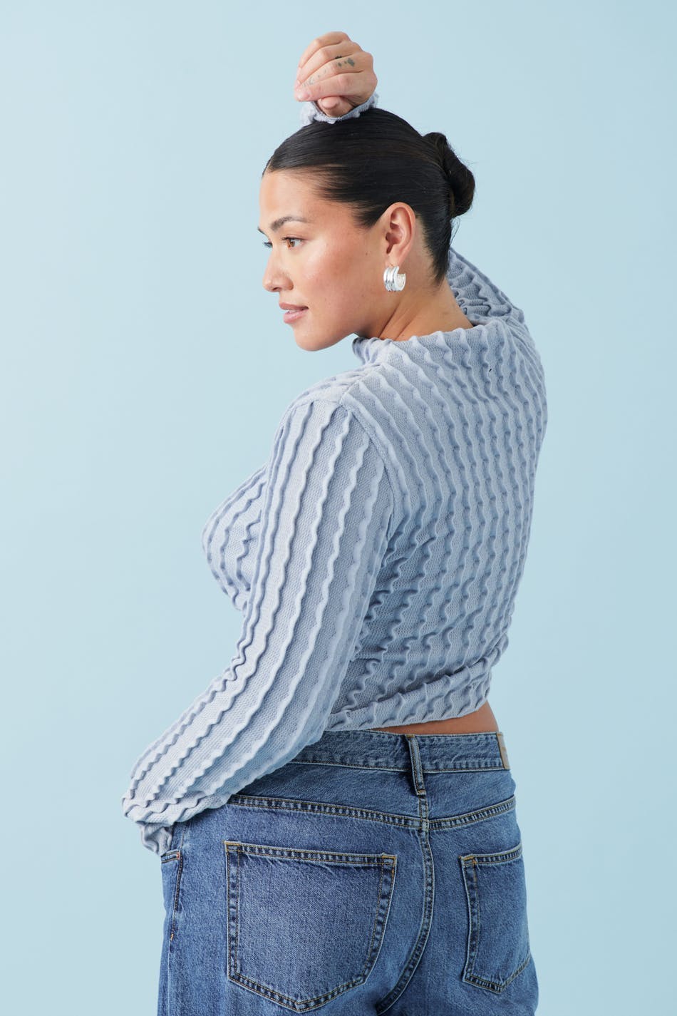 Structured long sleeve top - Zen blue