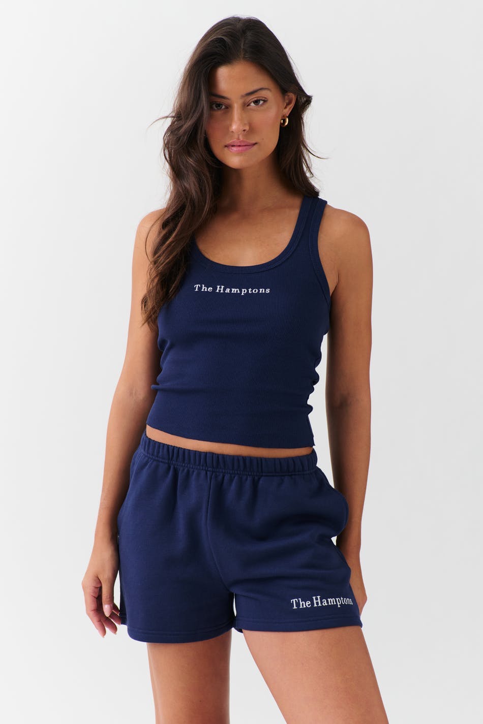 embroidery rib tank - Peacoat