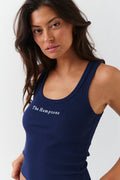 embroidery rib tank - Peacoat