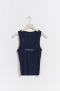 embroidery rib tank - Peacoat
