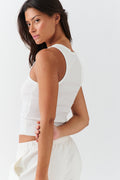 embroidery rib tank - Peacoat