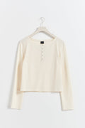Waffle pyjamas long sleeve top - Tofu