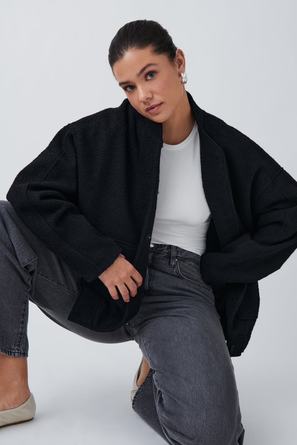 Tweed bomber jacket - Noir