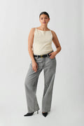 Knitted strap singlet - Knit white
