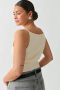 Knitted strap singlet - Knit white