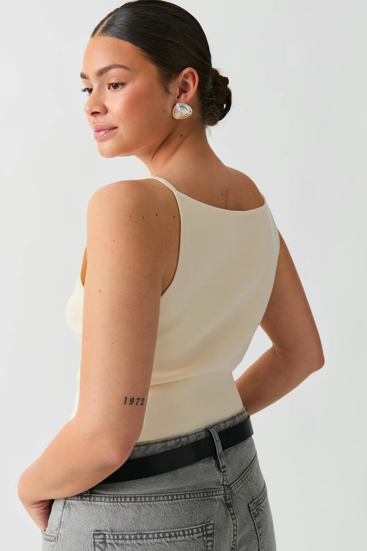 Knitted strap singlet - Knit white