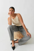 Knitted strap singlet - Knit white
