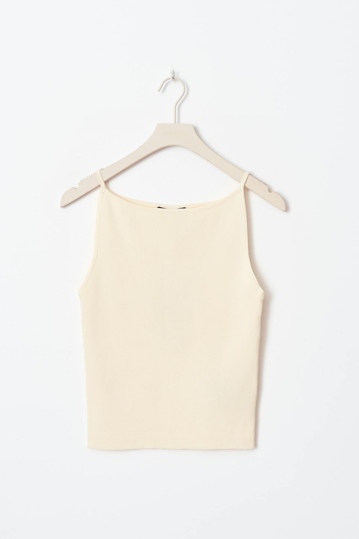Knitted strap singlet - Knit white
